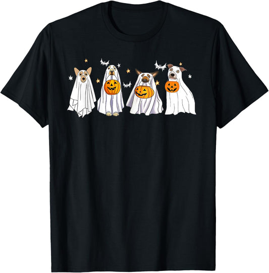 Funny Ghost Dog Halloween Costume Tee for Dog Owners T-Shirt