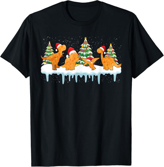 Dino Chicken Nuggets Funny Dinosaur Shape Nuggets Christmas T-Shirt