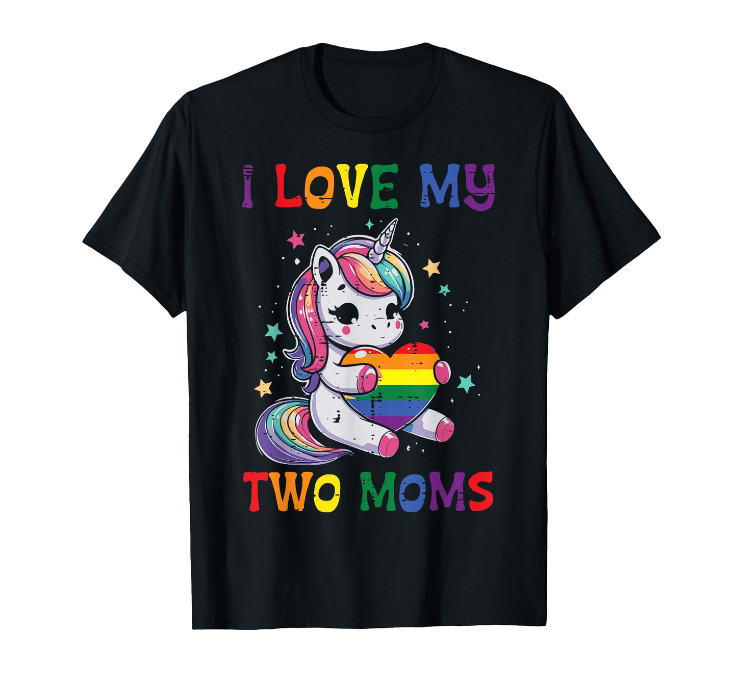 Gay Pride Month I Love My Two Moms Unicorn LGBTQ Ally Kids T-Shirt