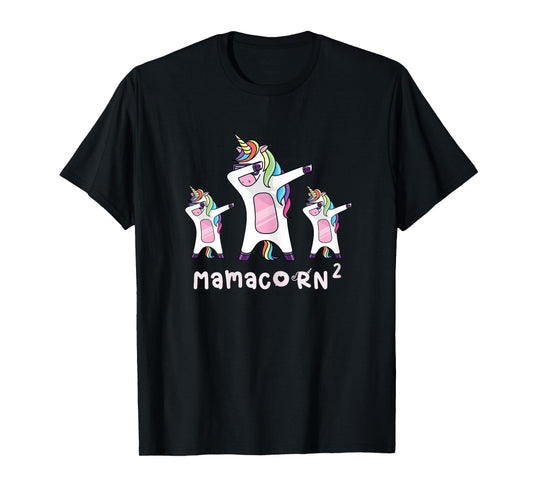 Cute Mamacorn Unicorn Mom Mother of 2 Twins Girls Baby Mom2 T-Shirt