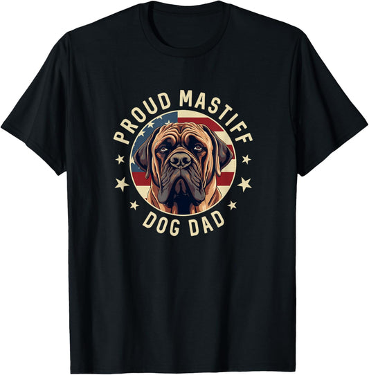 Proud Mastiff Dad American Flag Patriotic Mastiff Dad T-Shirt