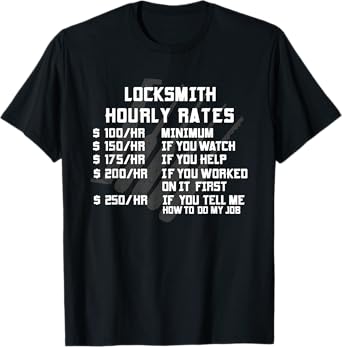 Locksmith Hourly Rates Funny Lock Picker Labor Worker Gifts T-Shirt
