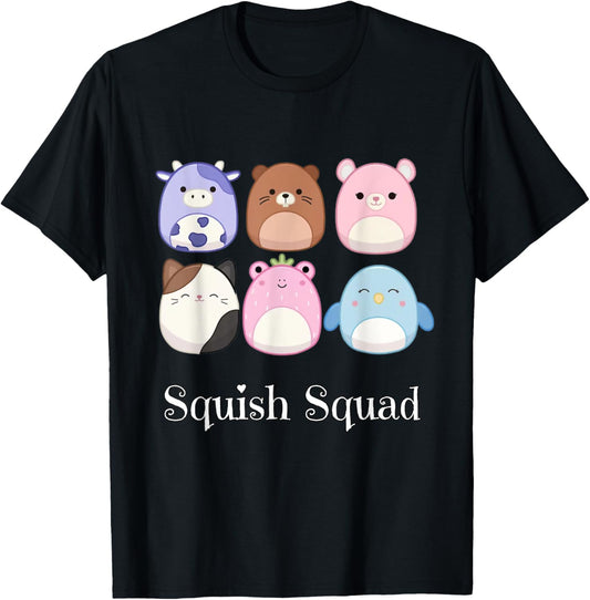 Squish Mallow Squad! Cow, Cat, Bird Stuffed Animal Plush Toy T-Shirt