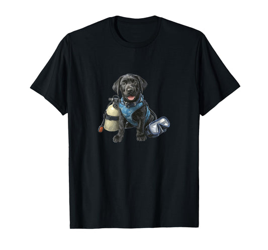 Funny Black Lab Puppy in Scuba Diving Gear T-Shirt