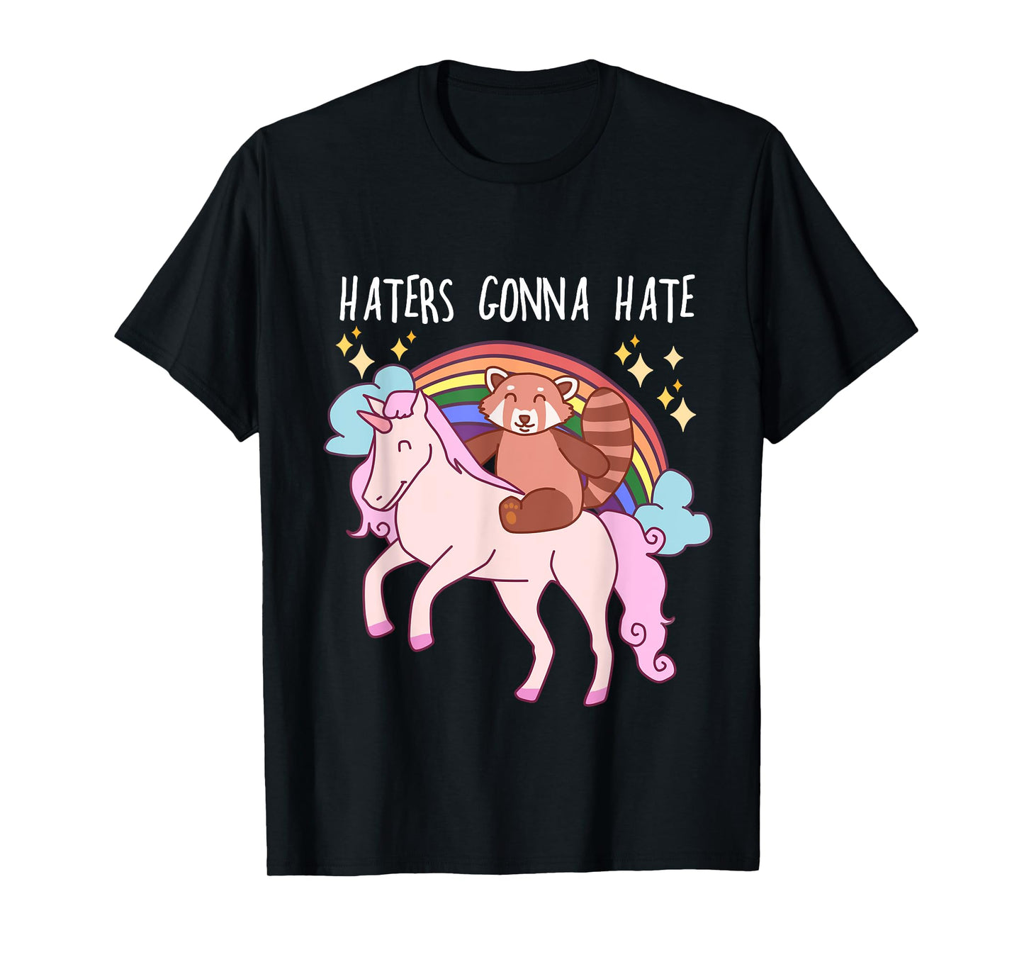 Haters Gonna Hate Funny Red Panda Riding Unicorn T-Shirt T-Shirt