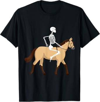 Skeleton Riding a Horse Funny Halloween Horse Lover Costume T-Shirt