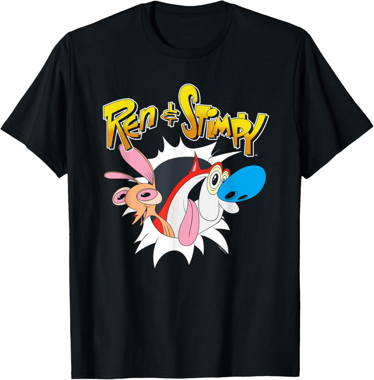 Ren and Stimpy Breaking Through Show Logo Funny Cartoon T-Shirt