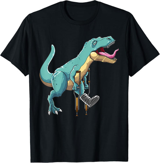 Dinosaur Broken Leg Design For Kids Boys Men Foot Broken Leg T-Shirt