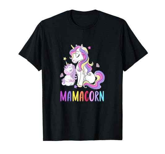 Cute Mamacorn Unicorn Mom Birthday Outfit Rainbow Colors T-Shirt