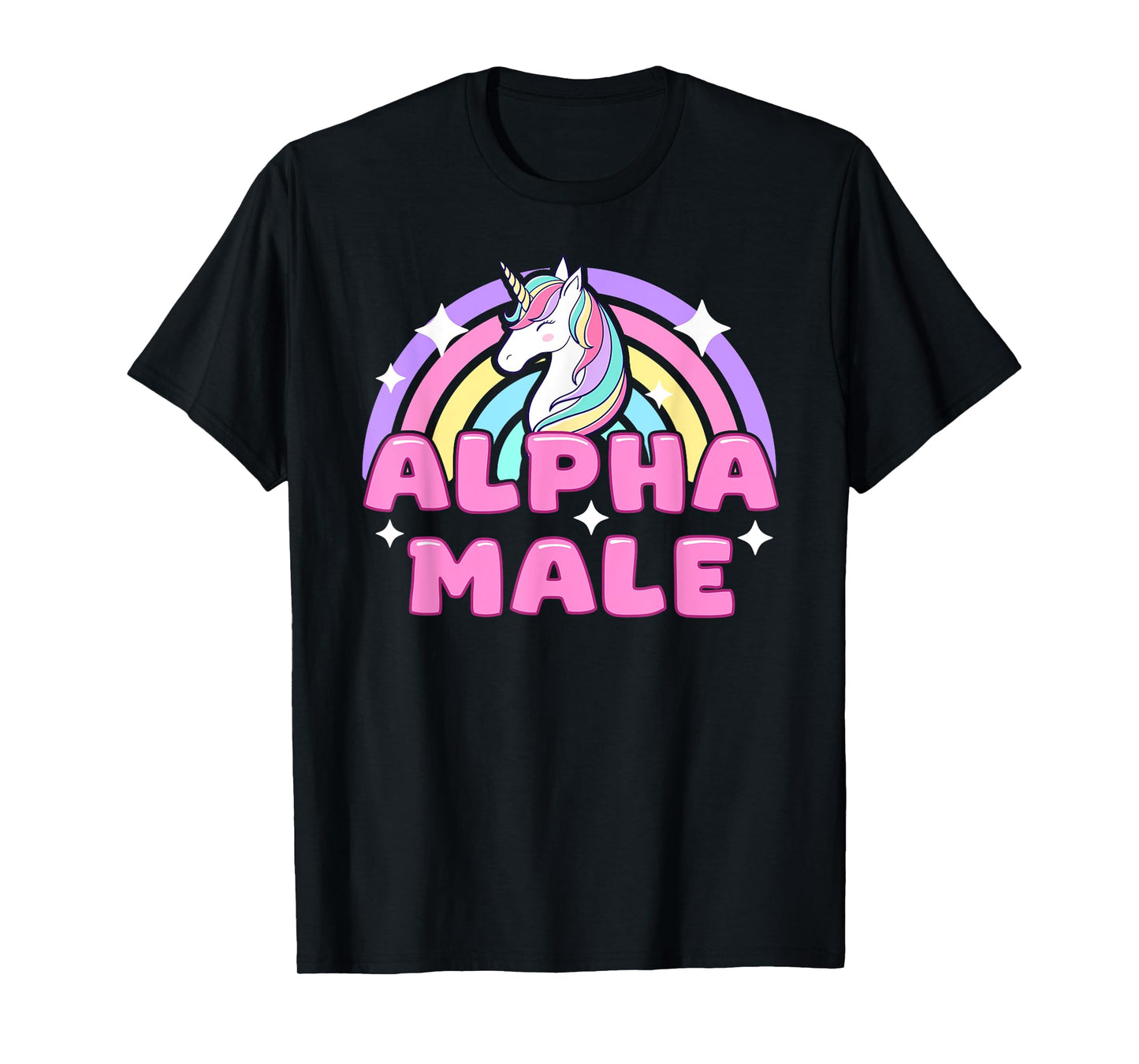 Alpha Male Unicorn Funny Sarcastic Ironic Pink Y2K Meme T-Shirt