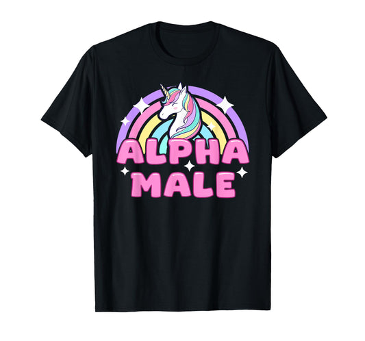 Alpha Male Unicorn Funny Sarcastic Ironic Pink Y2K Meme T-Shirt