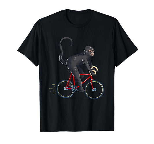 Spider Monkey Riding Bicycle Cute Biker Cyclist T-Shirt