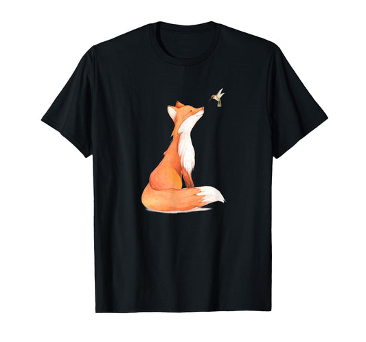The Cute Fox And Hummingbird Vintage Retro Present For Lover T-Shirt