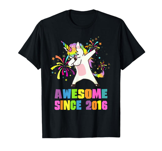 9 Years Old 9th Birthday Awesome Since 2016 Unicorn T-Shirt