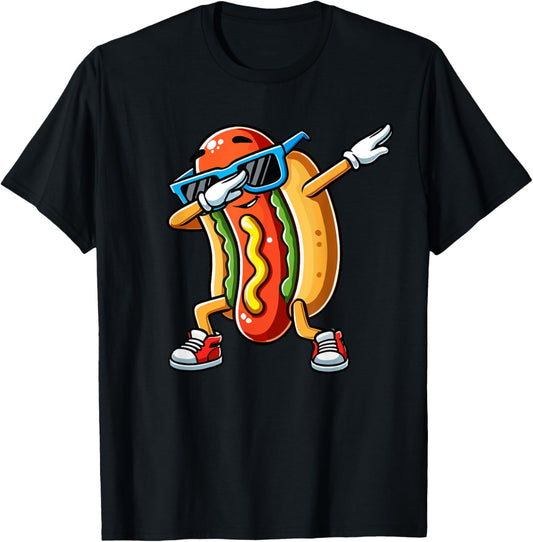 Funny Dabbing Hotdog Sunglasses Dogs & Hotdogs Lover Kids T-Shirt
