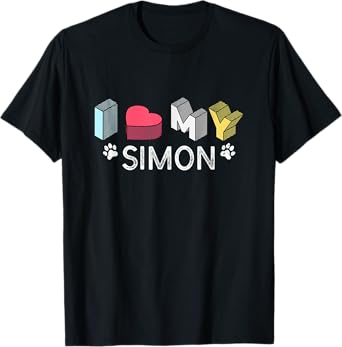 Simon Personalized Dog Name Simon Pet Lover T-Shirt for Men Women Kids