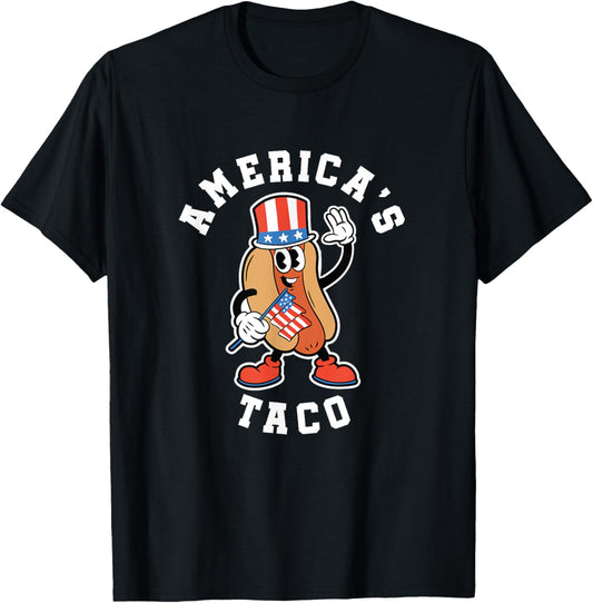 Funny 4th of July America's Taco Patriotic Hot Dog American T-Shirt