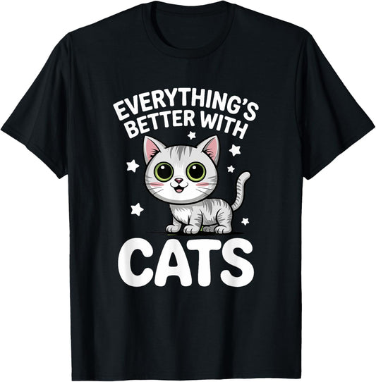 Cute Cat Lover Adults or Kids Boys Girls Cats T-Shirt