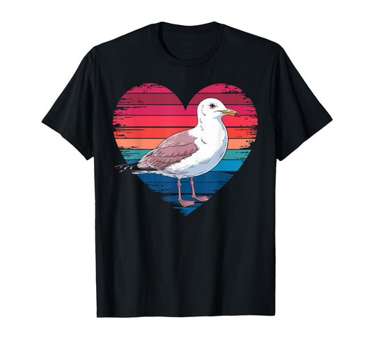 Vintage Seagull Lover Retro Heart Birdwatcher Gifts Women T-Shirt