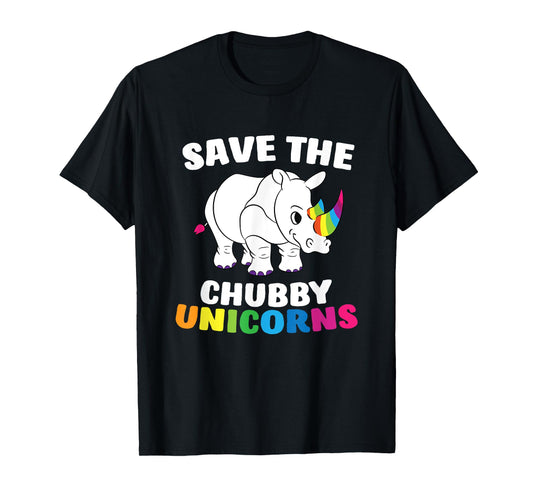 Save The Chubby Unicorns Funny Unicorn Rhino T-Shirt