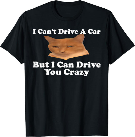 I Can't Drive A Car But I Can Drive You Crazy Cat Meme Gen-Z T-Shirt