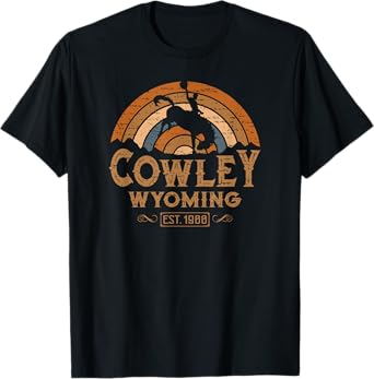 Cowley Wyoming WY Retro Style Rodeo Cowboy T-Shirt