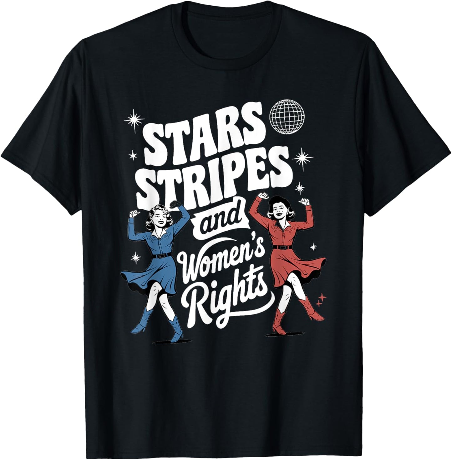 Stars Stripes & Equal Rights 4th Of July Retro Groovy Women T-Shirt