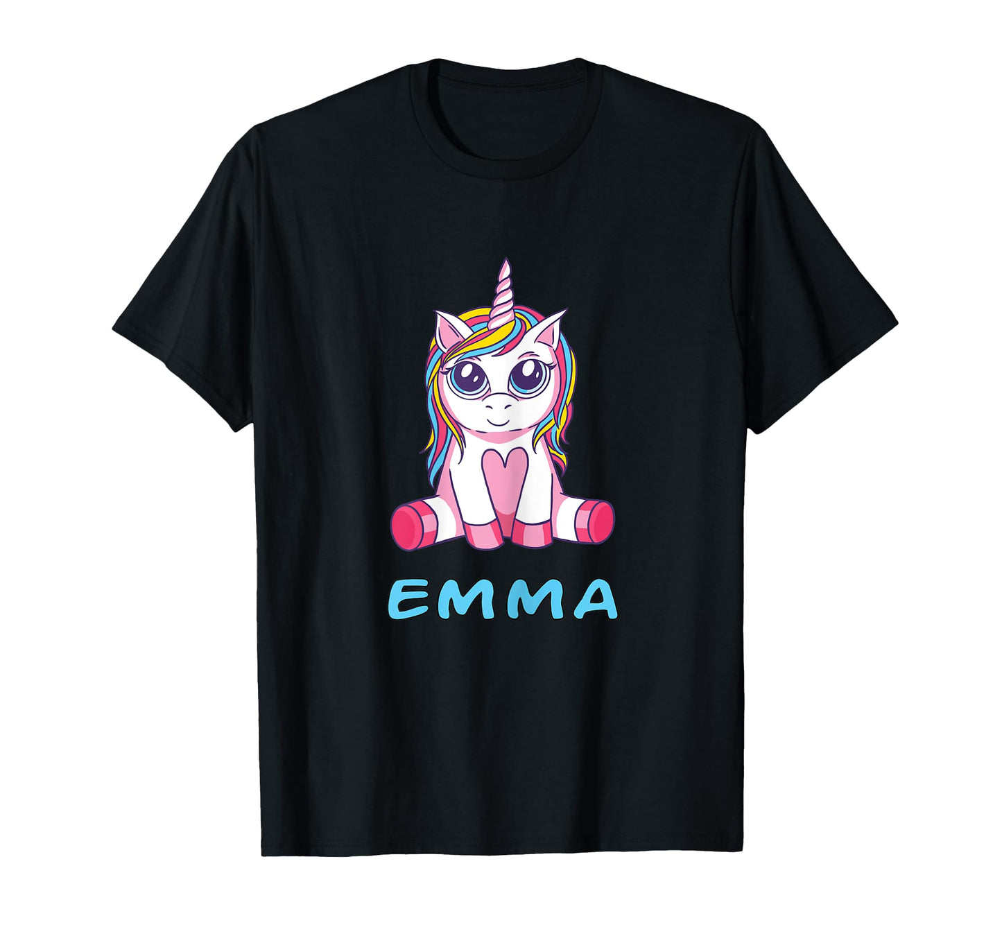 Emma unicorn name baby child girl sits cute toddler T-Shirt