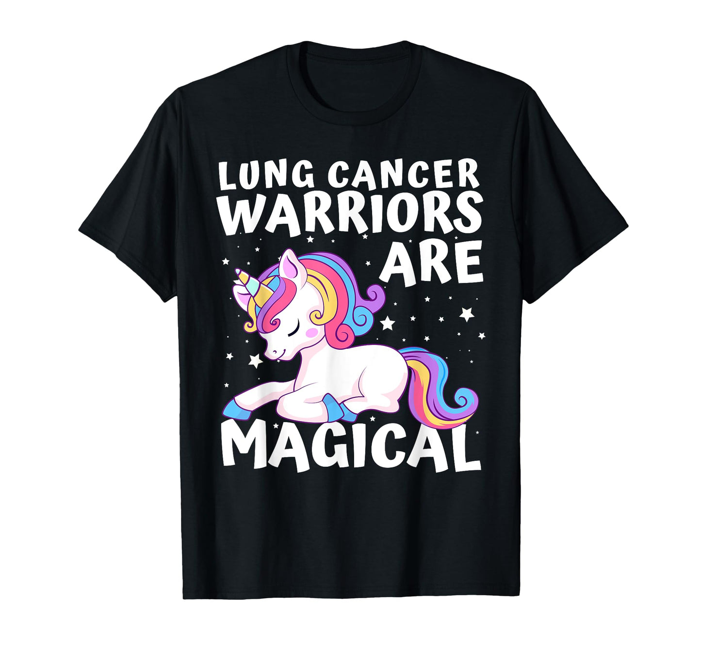 Warriors Are Magical Lung Cancer Awareness Unicorn White T-Shirt