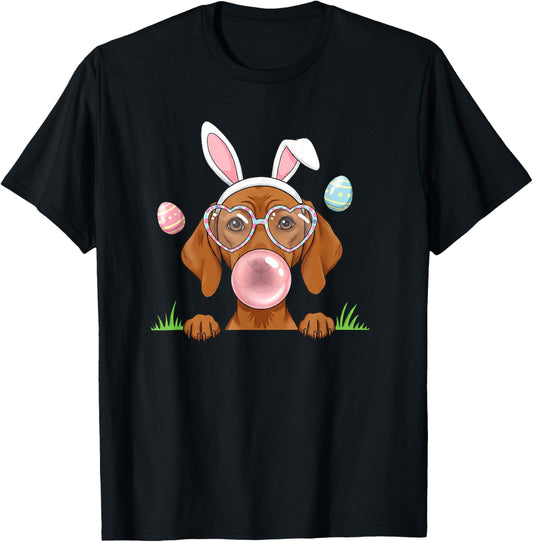 Vizsla Bunny Bubble Gum Easter Day Womens Mens Kids T-Shirt