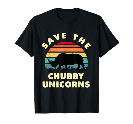 Save The Chubby Unicorns - Vintage Rhino Lover Gift T-Shirt