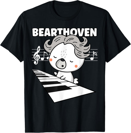 Funny Beethoven Cute Bear Playing Piano Classical Music Pun T-Shirt