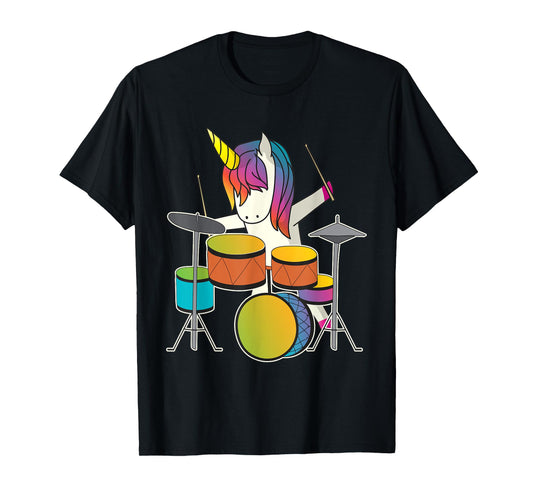 Unicorn Playing Drums Funny Magical Drummer Music Musician T-Shirt