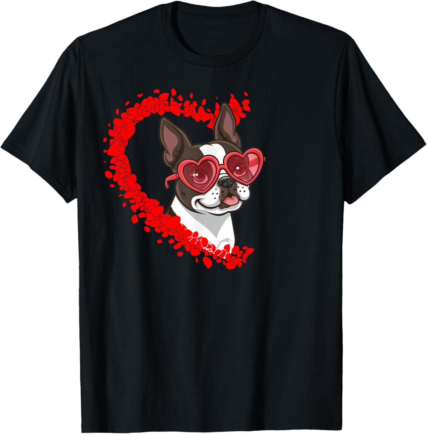 Boston Terrier Dog Mom Dad Valentine’s Day Pet Lover Design T-Shirt