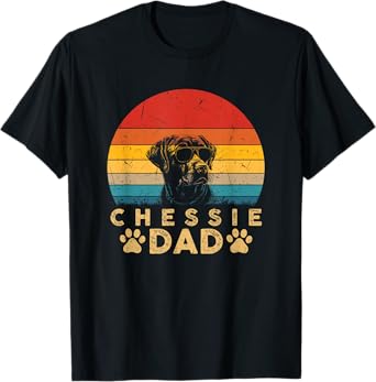 Vintage Cool Chessie Dad Dog Lovers Paw Print Fathers Day T-Shirt