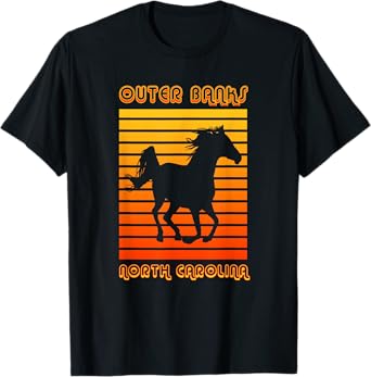 Retro OBX NC Corolla Beach Vacation Outer Banks Wild Horses T-Shirt