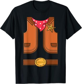 Funny Western Sheriff Halloween Cowboy Vest Simple Costume T-Shirt