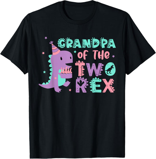 Grandpa of the Two Rex Birthday Dinosaur Family Matching T-Shirt