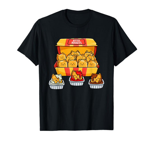 Kitten Nugget Food Pun Kitty Lover Gift Chicken Nuggets Cat T-Shirt for Men Women Girls Kids