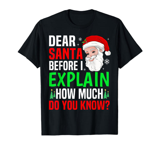 Dear Santa Before I Explain Funny Christmas Men Women Kids T-Shirt
