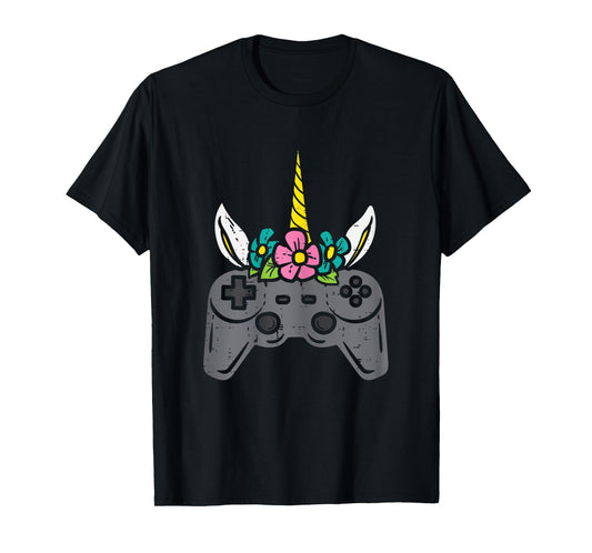 Gamer Controller Unicorn Head Girls Kids Toddler Youth Women T-Shirt