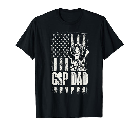German Shorthaired Pointer GSP Dad Dog American Flag T-Shirt