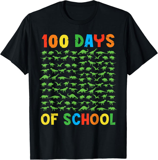 100 Days of School 100th Day Dino Dinosaur Kids T-Shirt