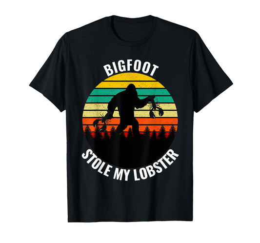 Funny Maine State Bigfoot Stole My Lobster Sc-Fi Sasquatch T-Shirt
