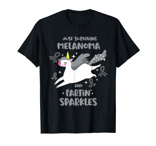Melanoma Survivor Quote Farting Unicorn Cancer Awareness T-Shirt