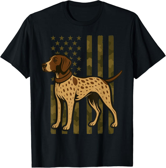 German Shorthaired Camo American Flag Pointer 4th Of July T-Shirt