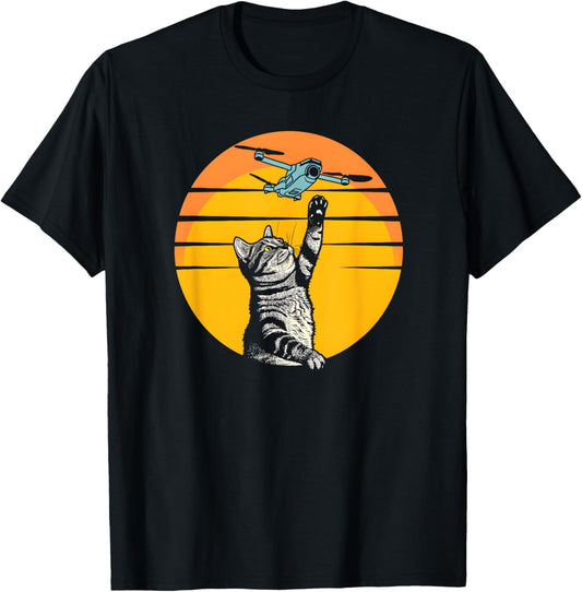 Cat Chasing Drone / Drone Catcher / Animal Fun / Funny Cat T-Shirt