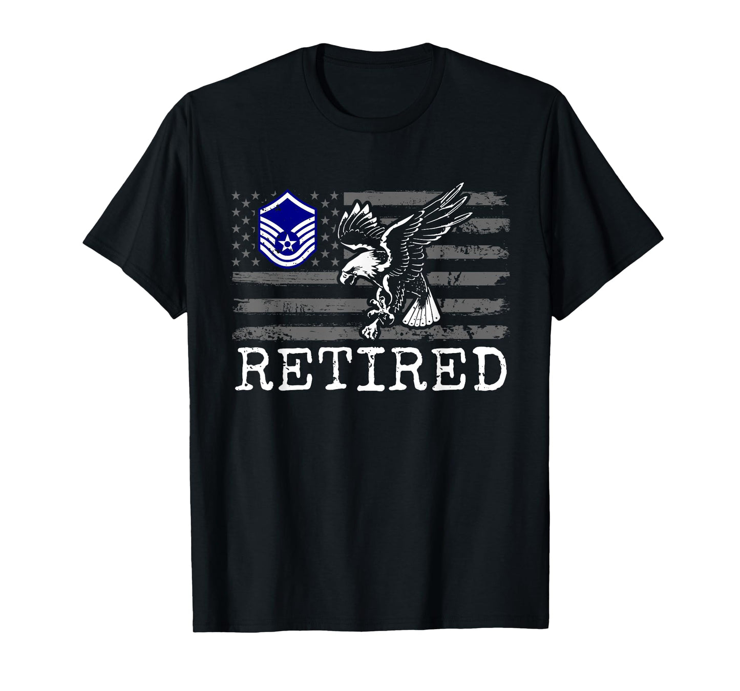 USAF Retired E7 Master Sergeant USA Flag with Eagle T-Shirt