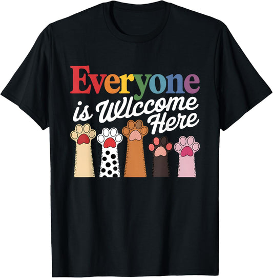 Everyone Is Welcome Here Idaho Teacher Dog Paws T-Shirt