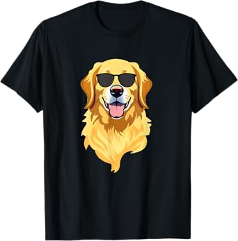 Funny Golden Retriever Wearing Sunglasses Cute Dog Lover T-Shirt